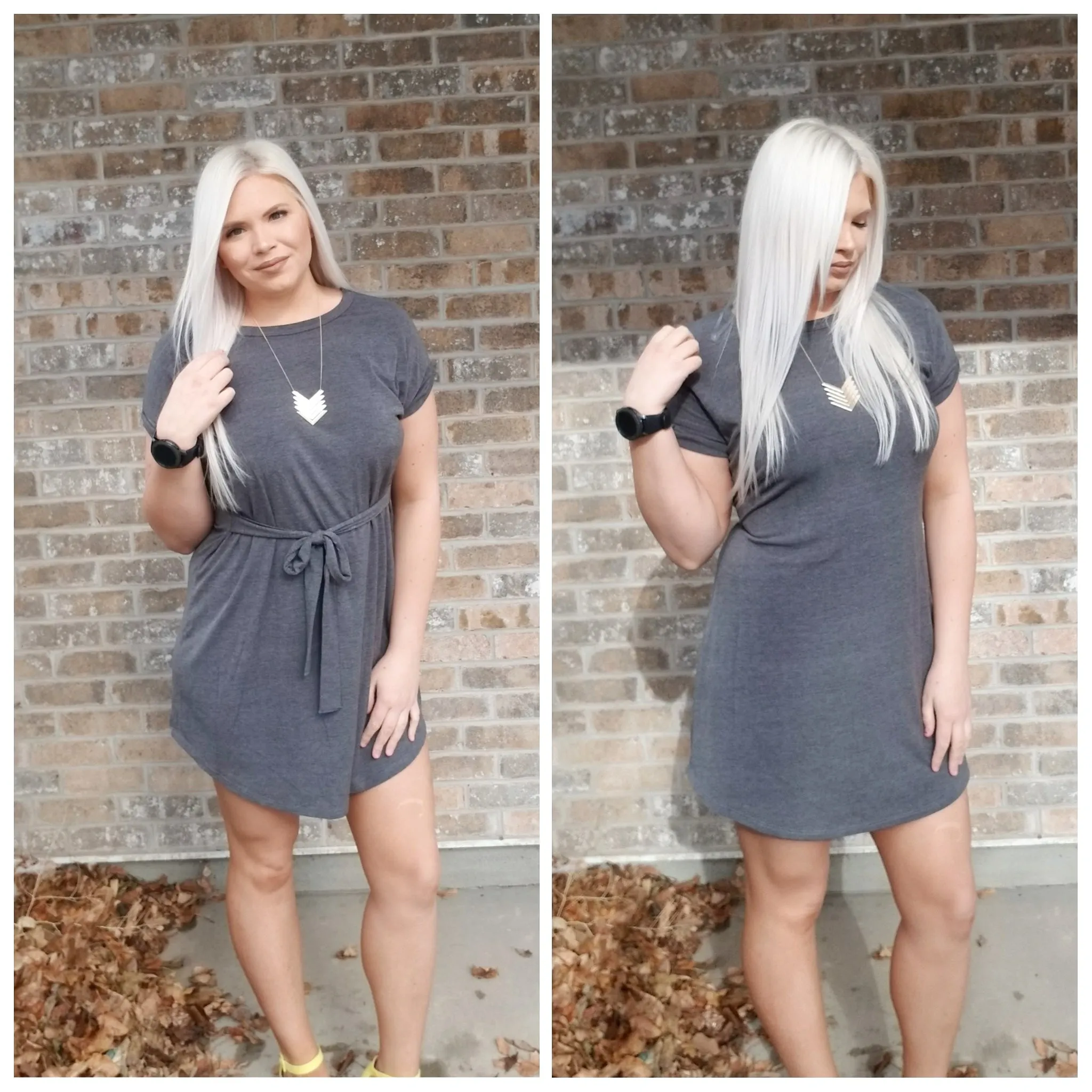 MULTI-WAY TIE WAIST CUFFED SLEEVE KNIT DRESS