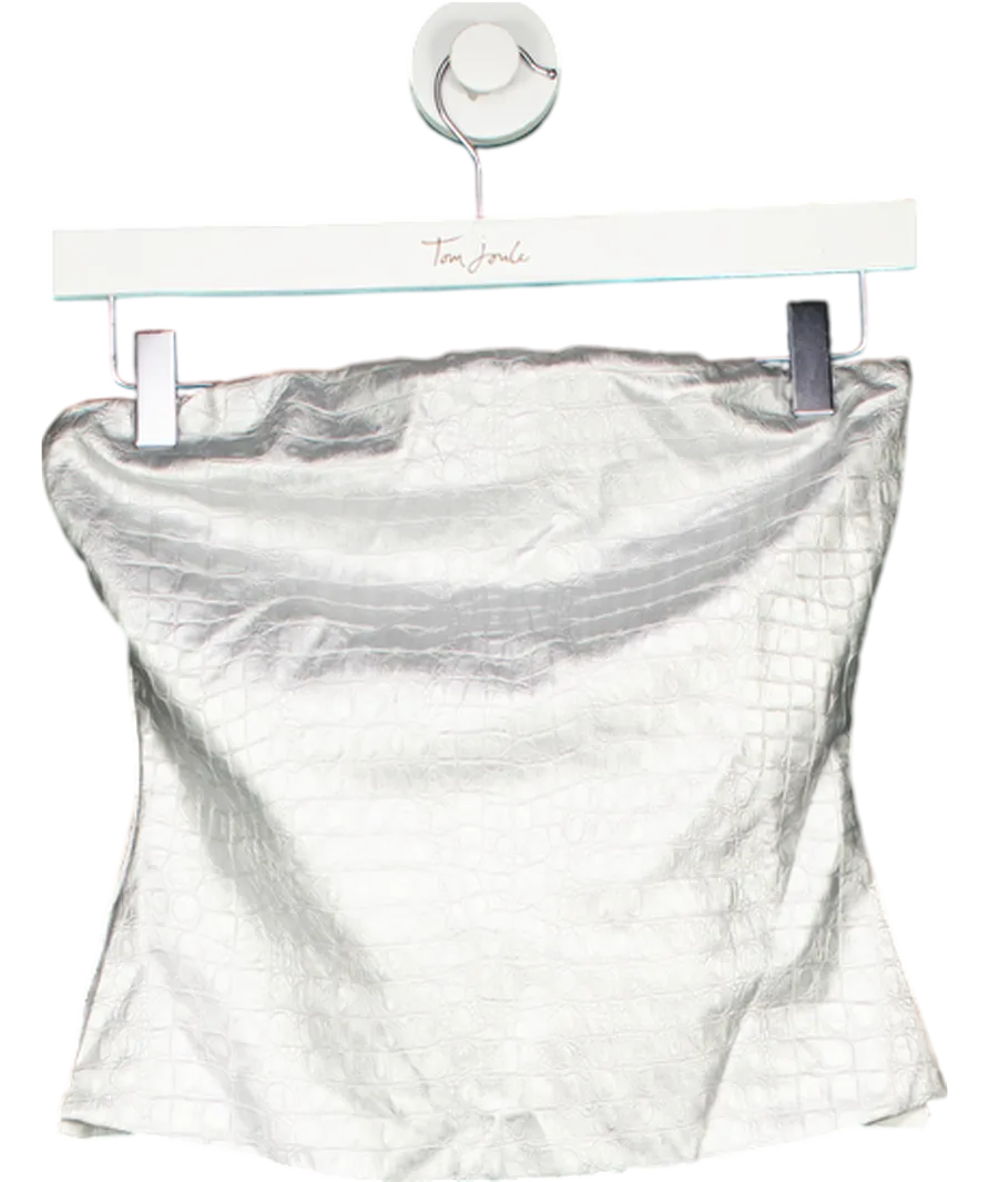 Naked Wardrobe Metallic Croc Embossed Faux Leather Tube Top UK M