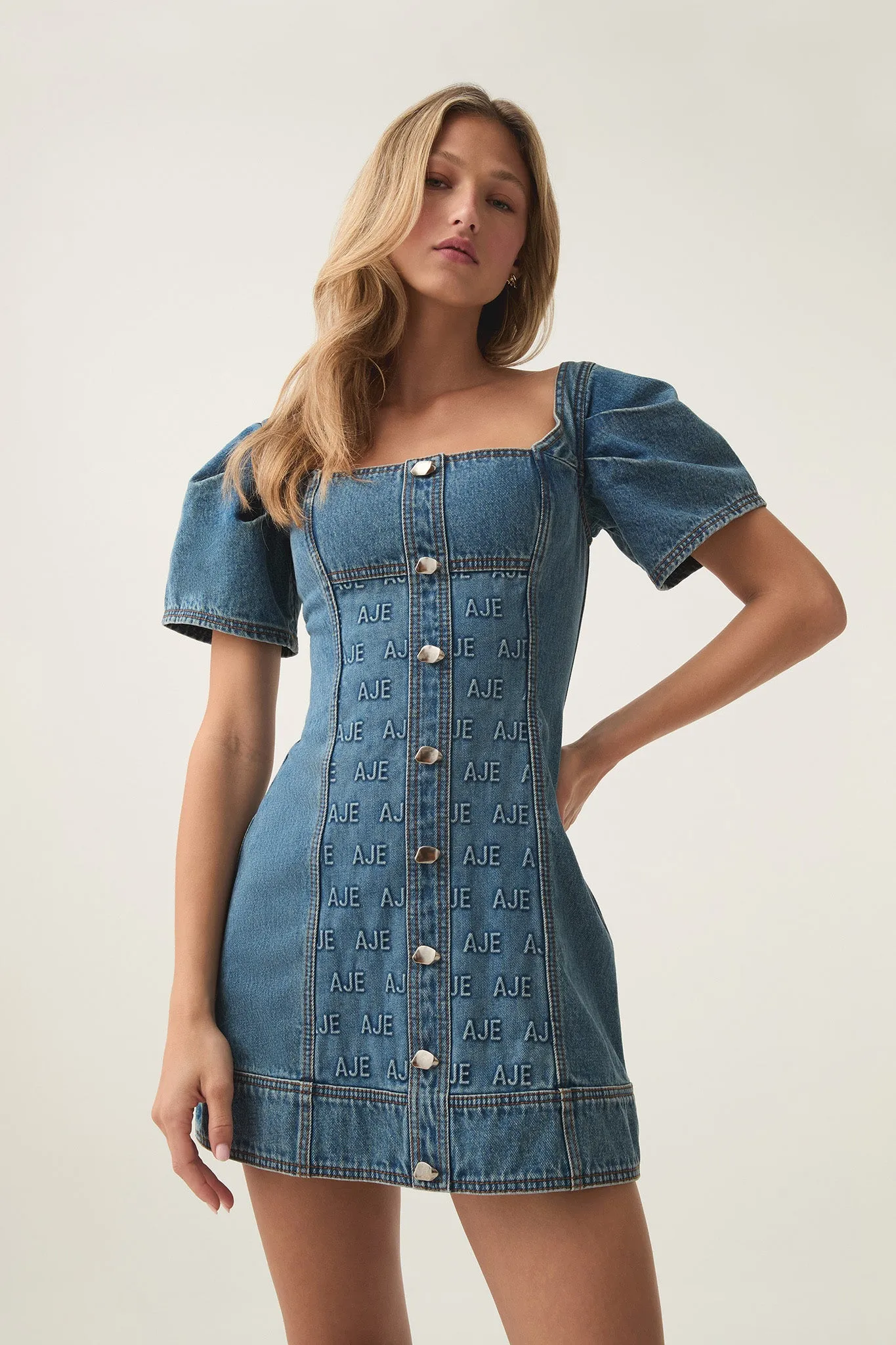 Nika Logo Denim Mini Dress