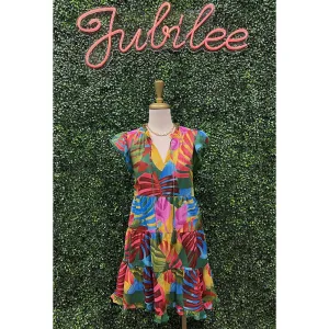 Novi Tropical Erie Split Neck Dress