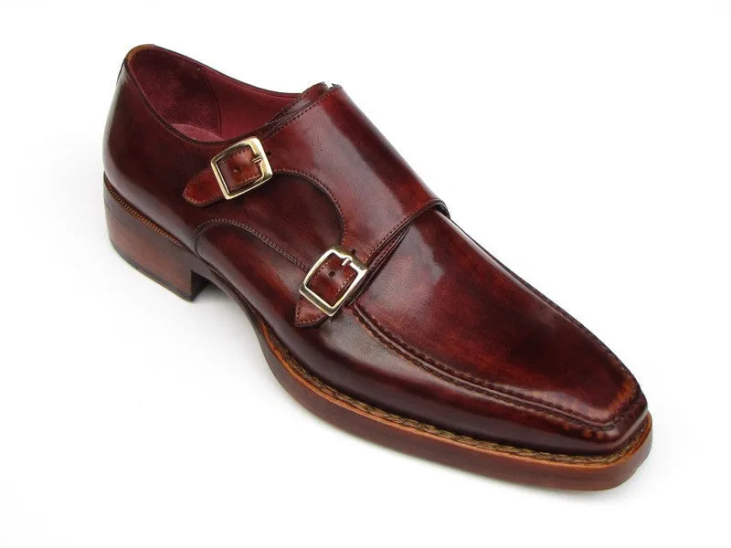 Paul Parkman Men's Double Goodyear Welted Monkstraps in Burgundy
