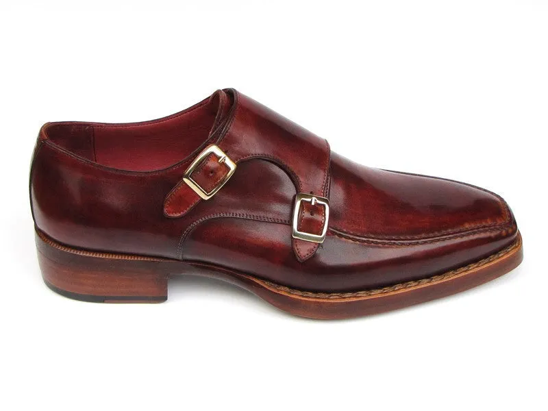 Paul Parkman Men's Double Goodyear Welted Monkstraps in Burgundy