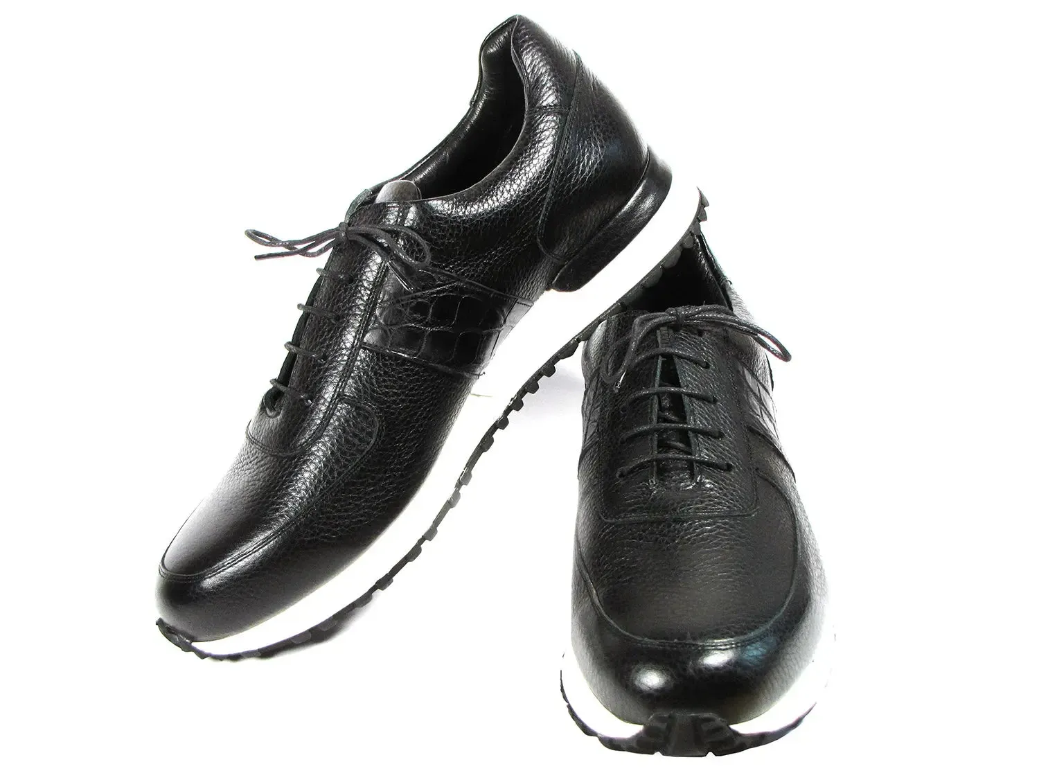 Paul Parkman Men's Floater Leather Sneakers in Black
