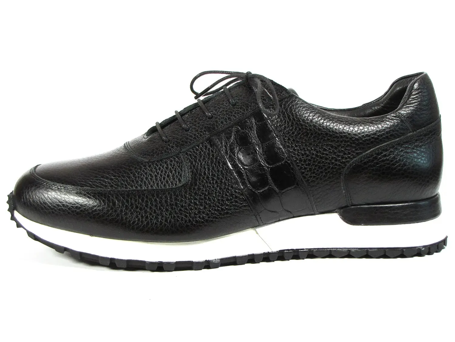 Paul Parkman Men's Floater Leather Sneakers in Black