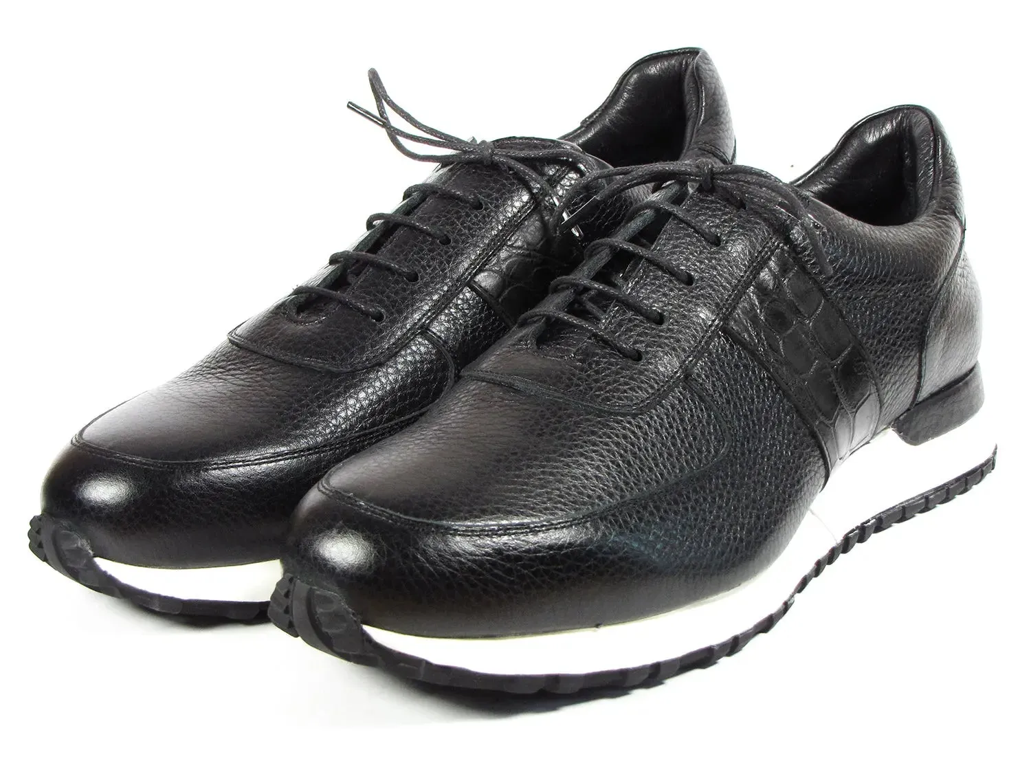 Paul Parkman Men's Floater Leather Sneakers in Black