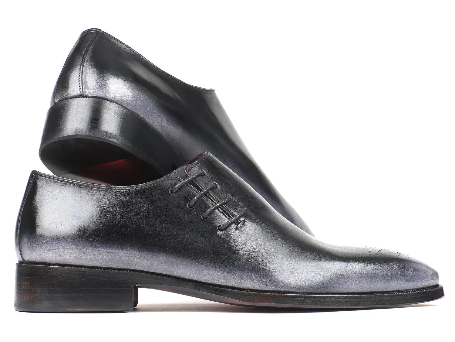 Paul Parkman Men's Side Lace Oxfords in Gray Burnished