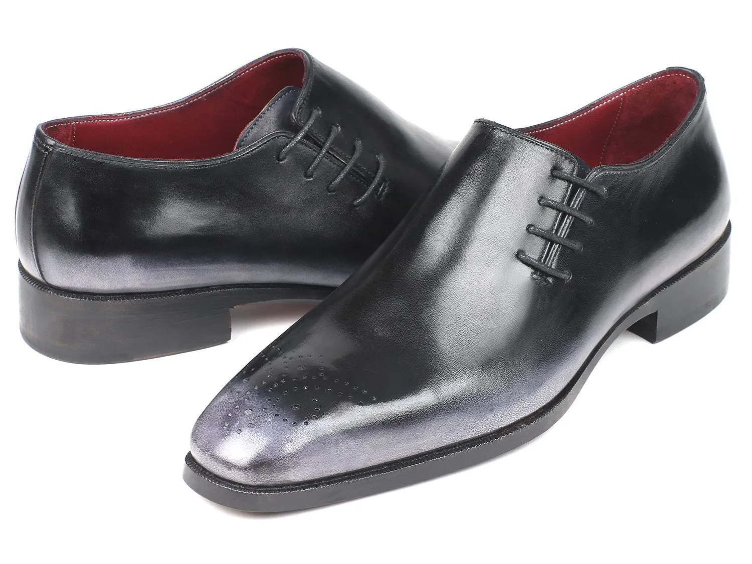 Paul Parkman Men's Side Lace Oxfords in Gray Burnished