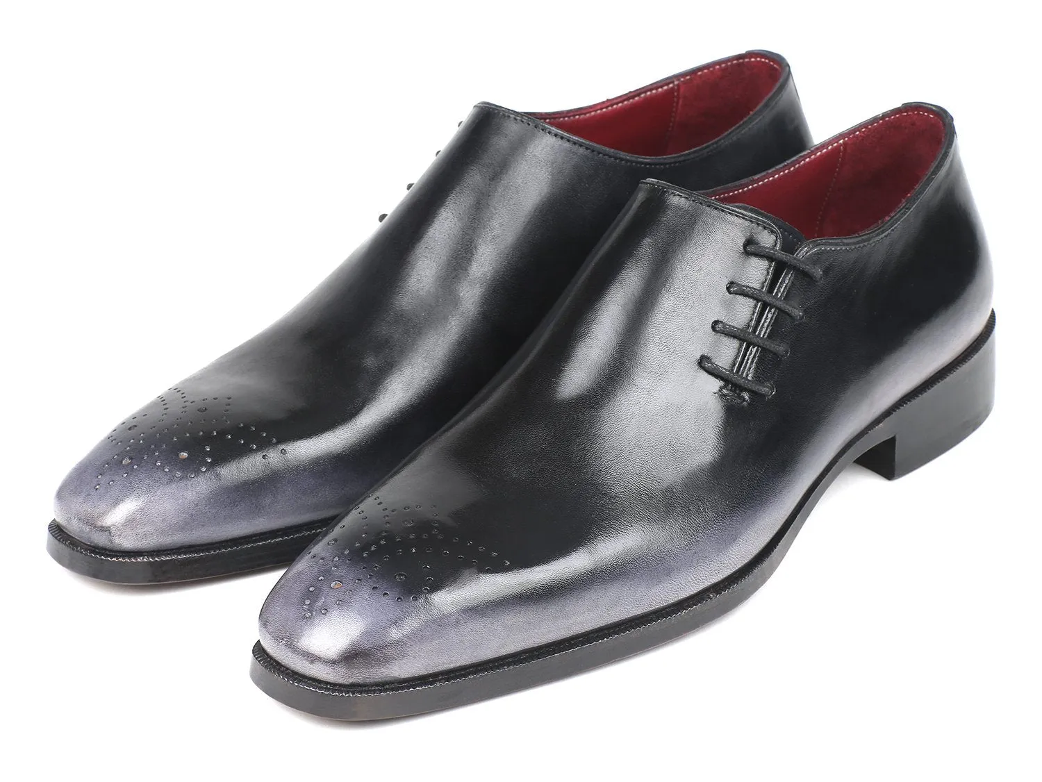 Paul Parkman Men's Side Lace Oxfords in Gray Burnished