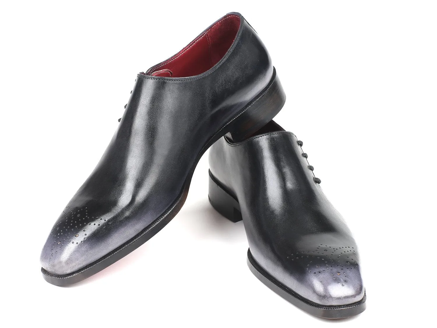 Paul Parkman Men's Side Lace Oxfords in Gray Burnished