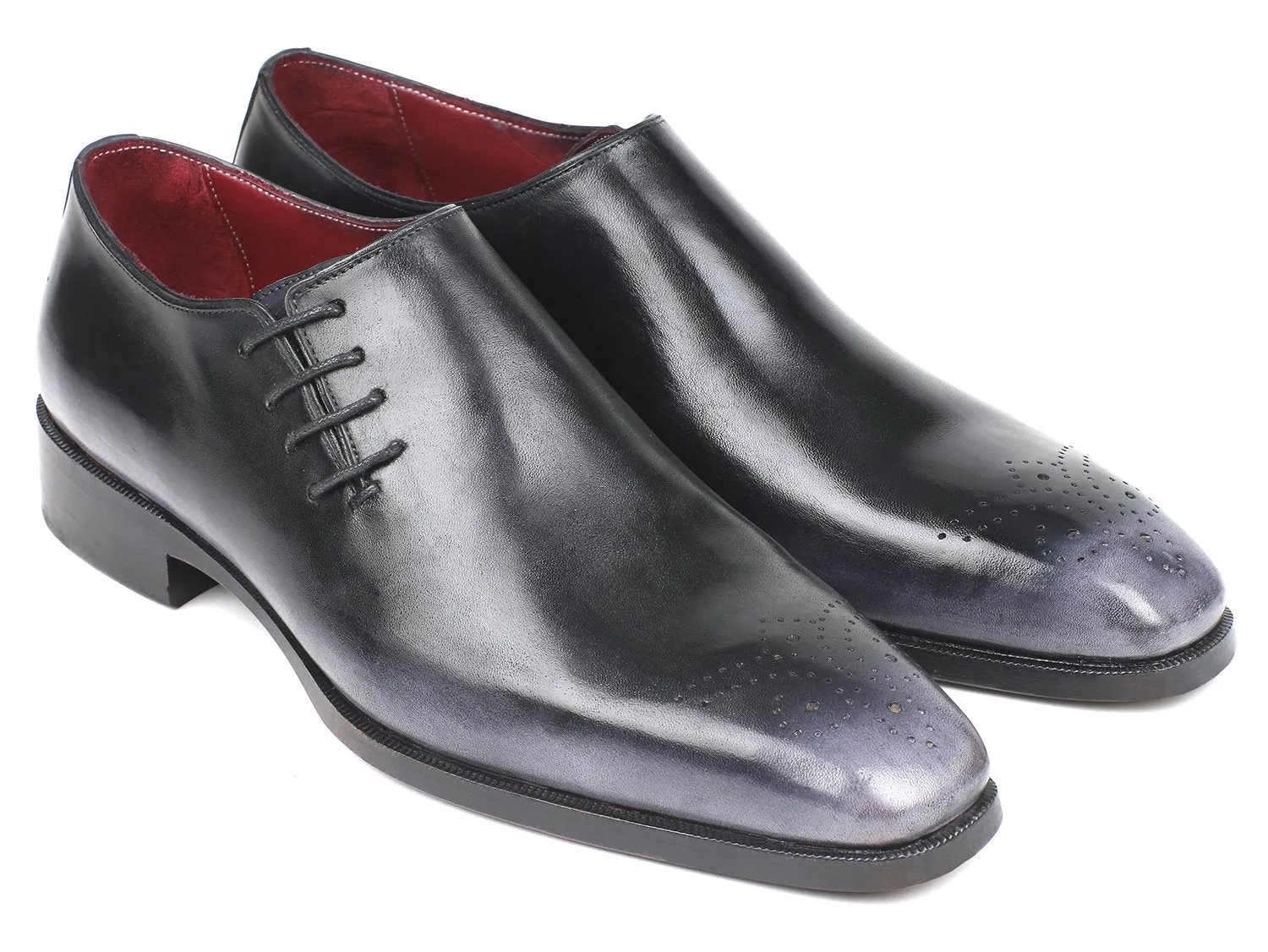 Paul Parkman Men's Side Lace Oxfords in Gray Burnished