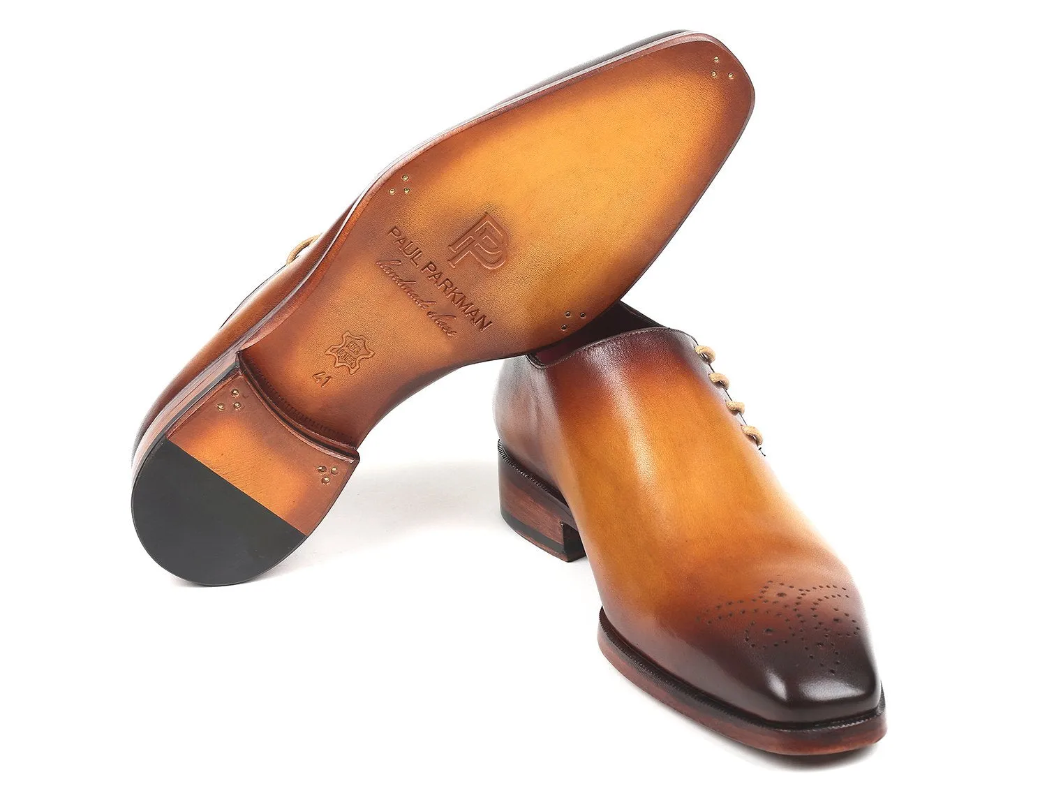 Paul Parkman Side Lace Oxfords in Brown & Camel