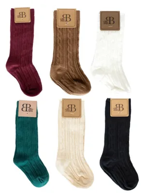 Pepper Knee High Cable Knit Socks: Multi