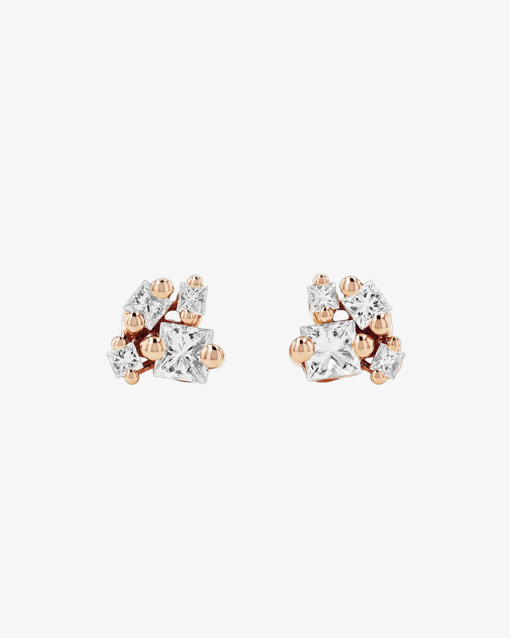 Princess Cluster Diamond Studs
