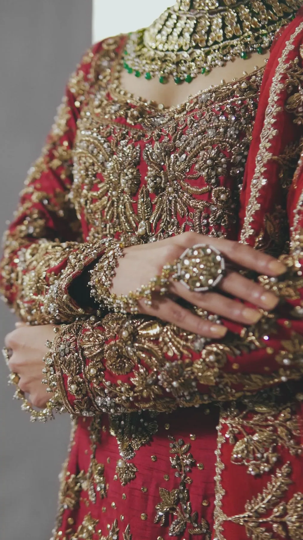 Red Pakistani Bridal Dress in Sharara Kameez Style