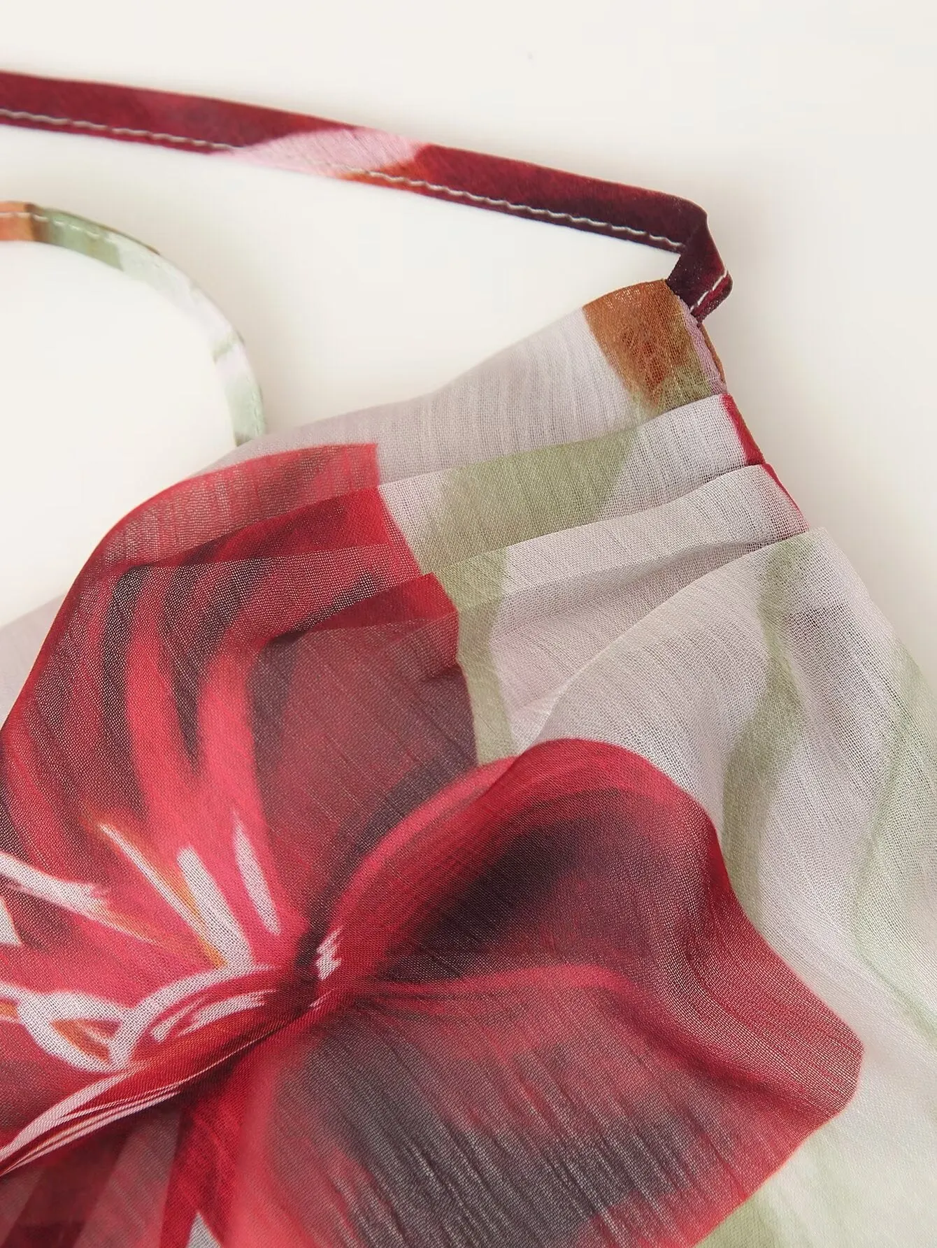 Retro Leaves Elastic Printing Summer Halter Dress
