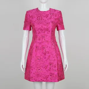 Rose Jacquard Fragmented Flower Sequin Dress