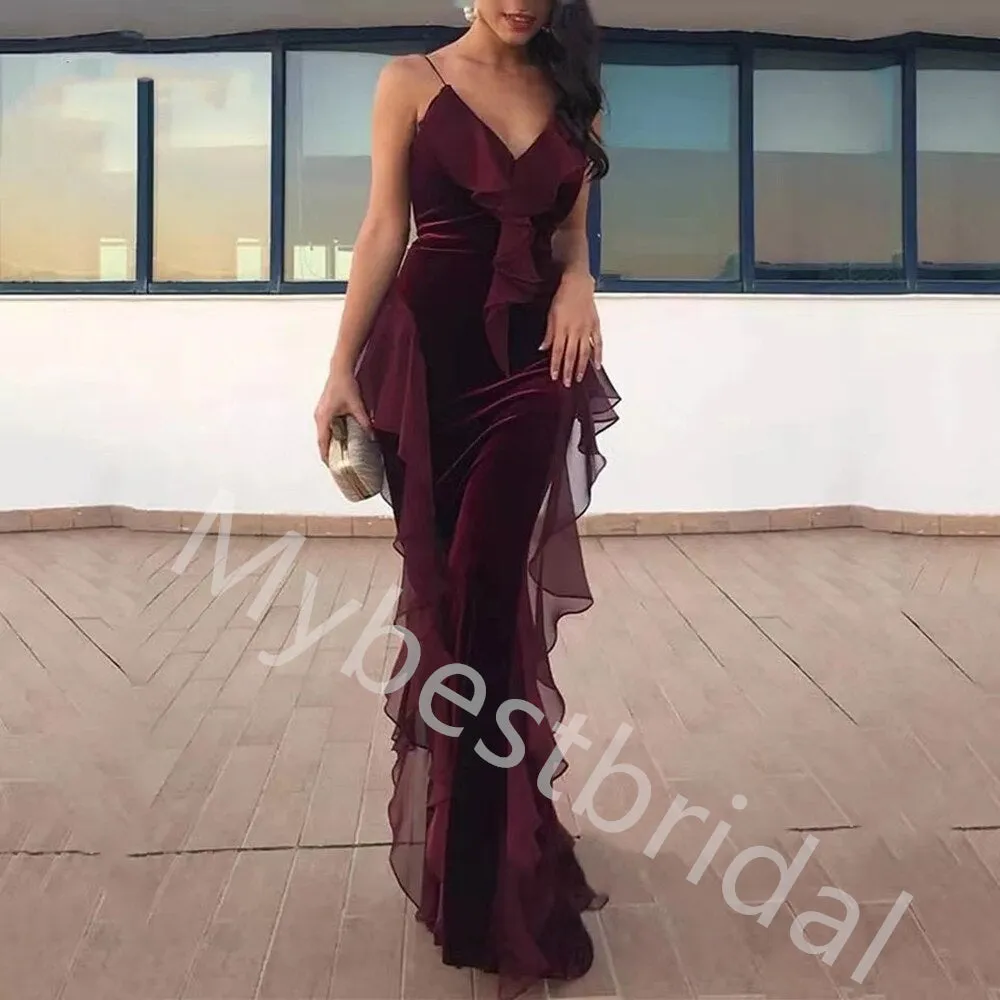 Sexy Strapless V-neck Sleeveless Mermaid Long Prom Dress,PDS1125