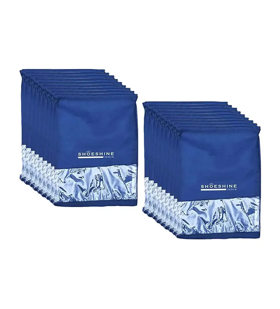 SHOESHINE Shoe Bags (Pack of 18) Travel Shoe Pouch - Beige with White Dori