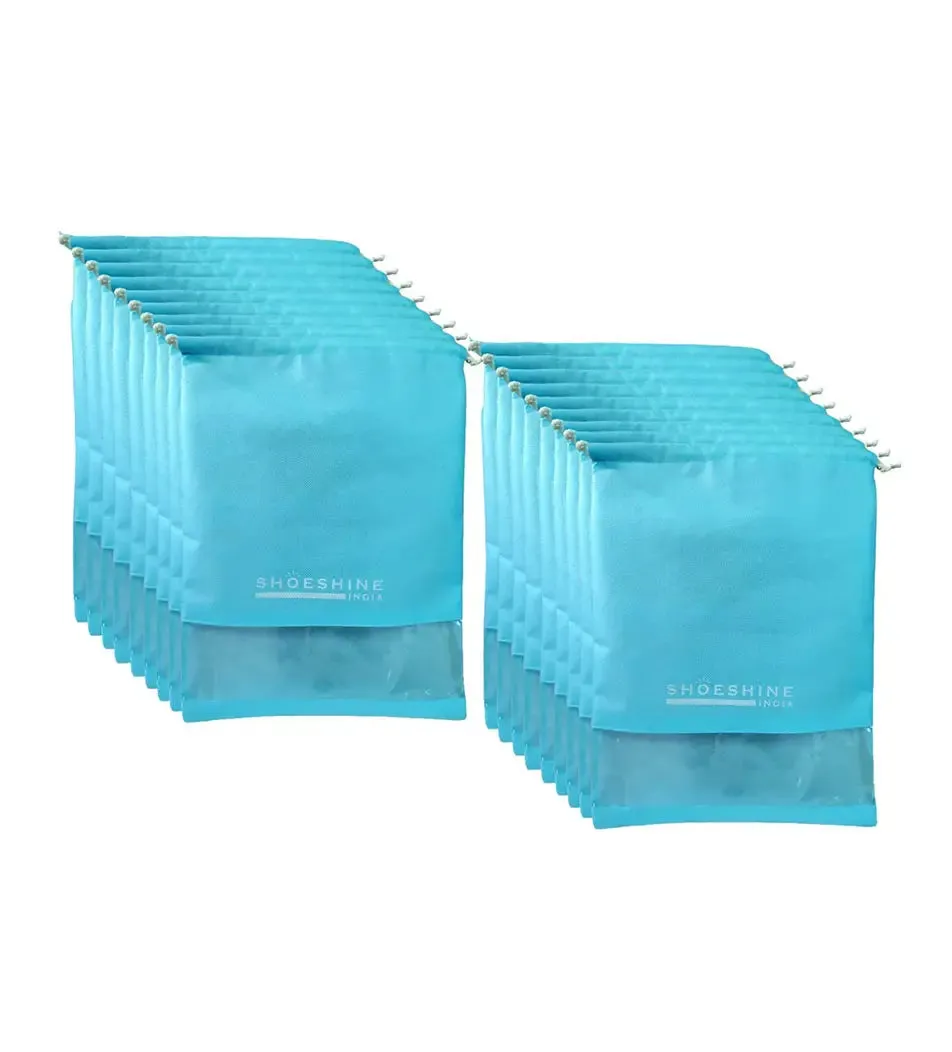 SHOESHINE Shoe Bags (Pack of 18) Travel Shoe Pouch - Beige with White Dori