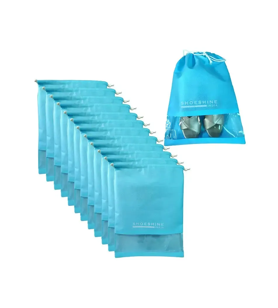 SHOESHINE Shoe Bags (Pack of 18) Travel Shoe Pouch - Beige with White Dori