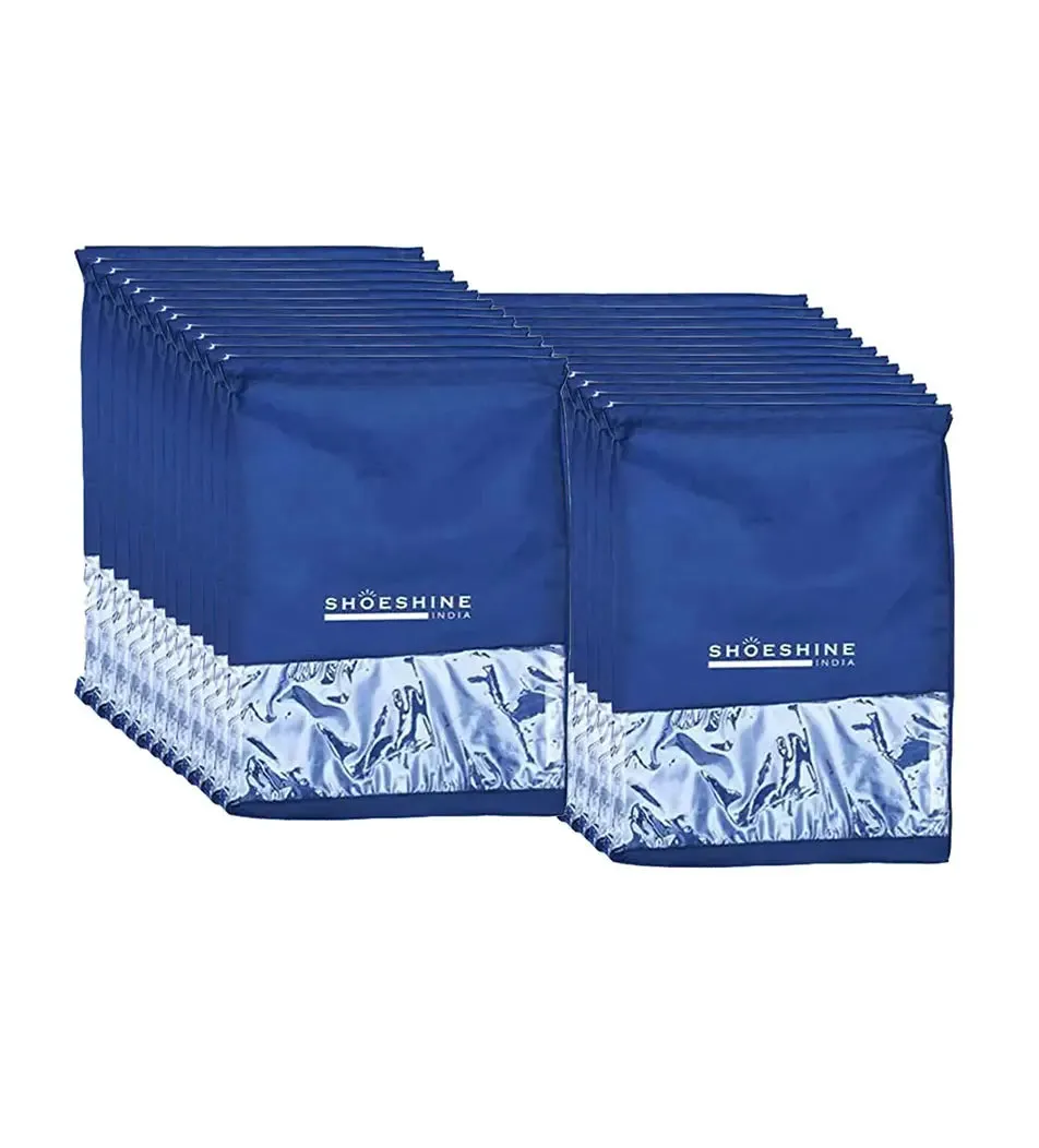 SHOESHINE Shoe Bags (Pack of 18) Travel Shoe Pouch - Beige with White Dori