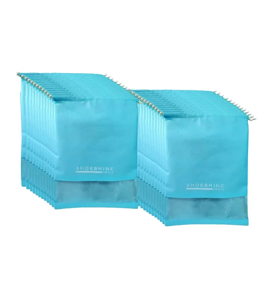 SHOESHINE Shoe Bags (Pack of 18) Travel Shoe Pouch - Beige with White Dori