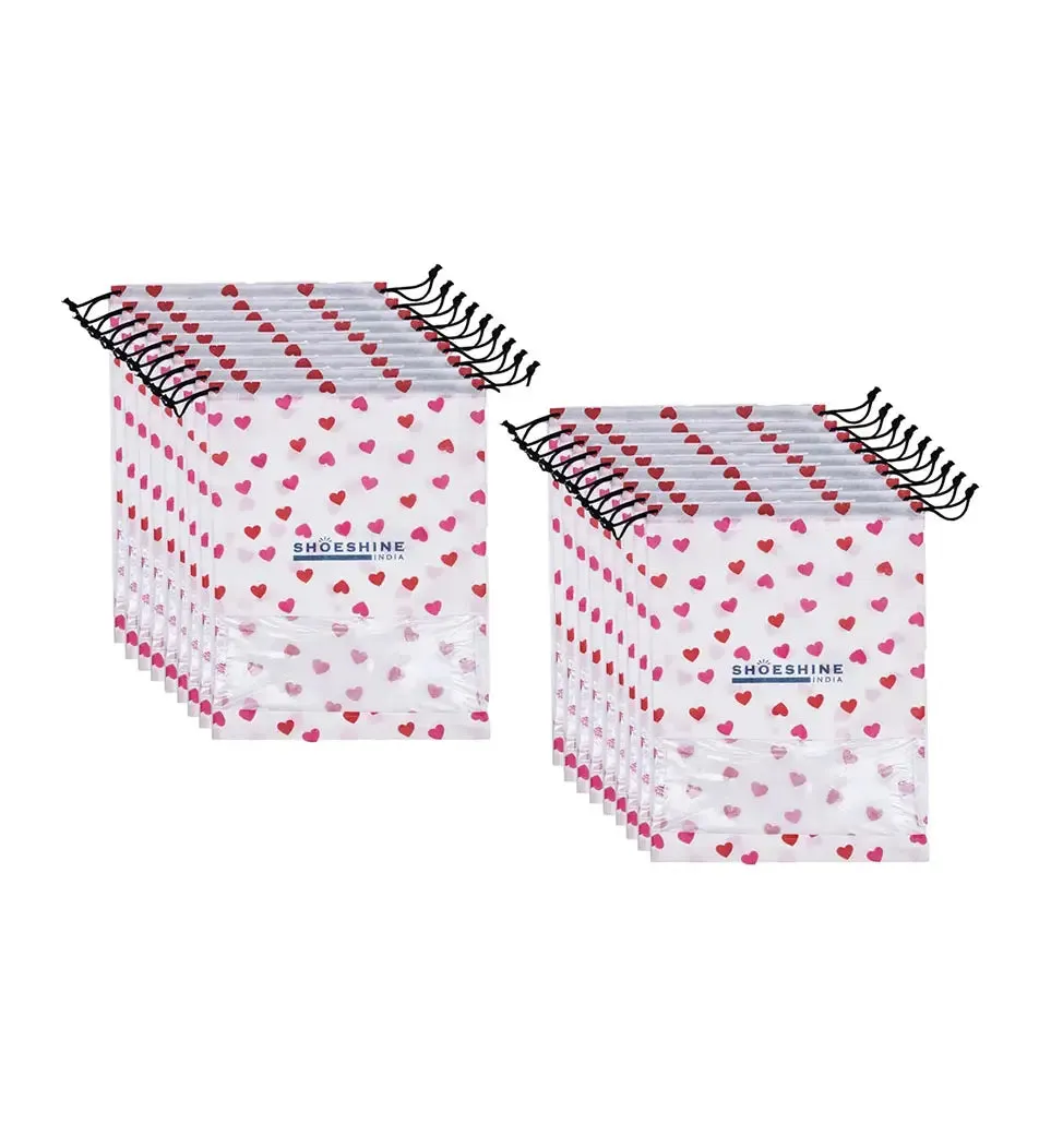 SHOESHINE Shoe Bags (Pack of 18) Travel Shoe Pouch - Beige with White Dori