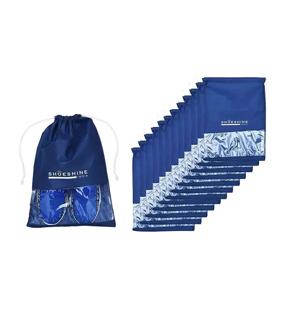 SHOESHINE Shoe Bags (Pack of 6) Travel Shoe Pouch - Navy
