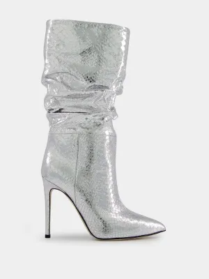 Snakeskin-Effect Metallic Leather Boots