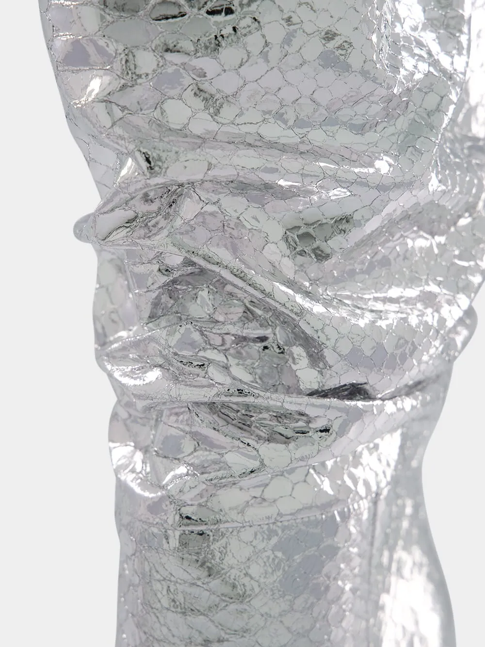 Snakeskin-Effect Metallic Leather Boots