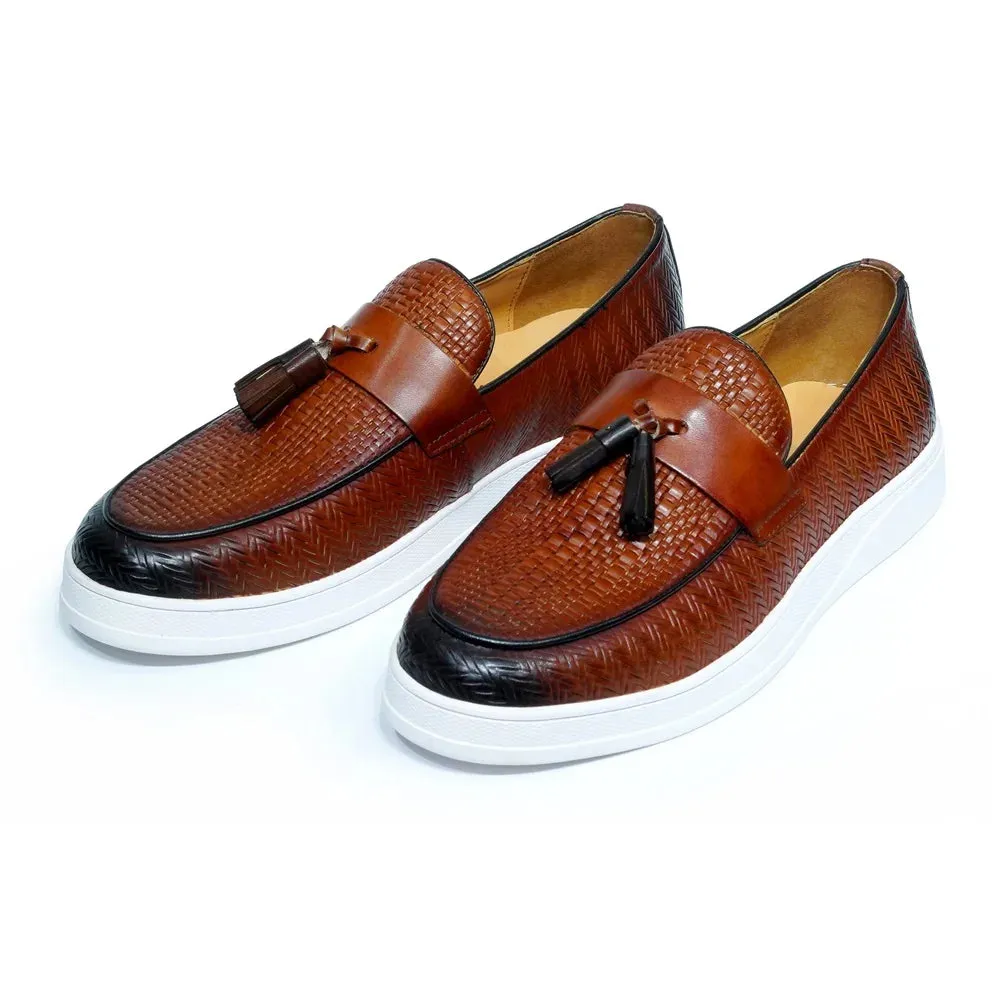 Soft Genuine Leather Mens Tassel Penny Loafer Shoes Brown Black Slip-on Business Office Casual Shoes for Men with Free Shipping