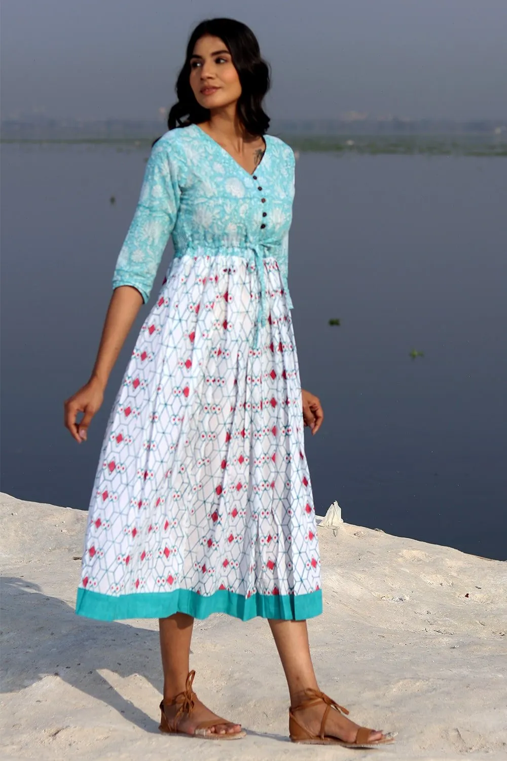 SootiSyahi 'The Geometrical Fusion ' Cotton Dress