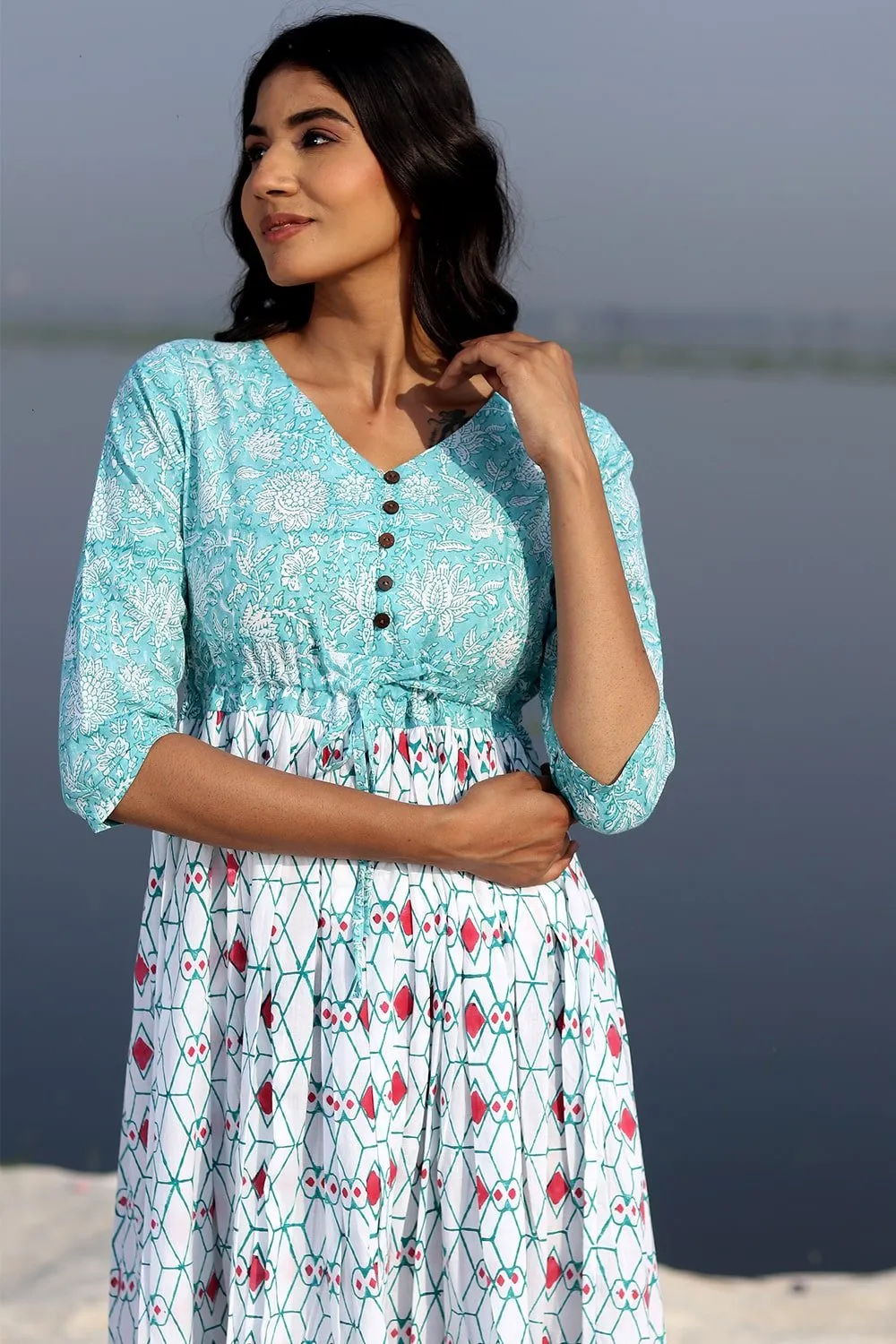 SootiSyahi 'The Geometrical Fusion ' Cotton Dress
