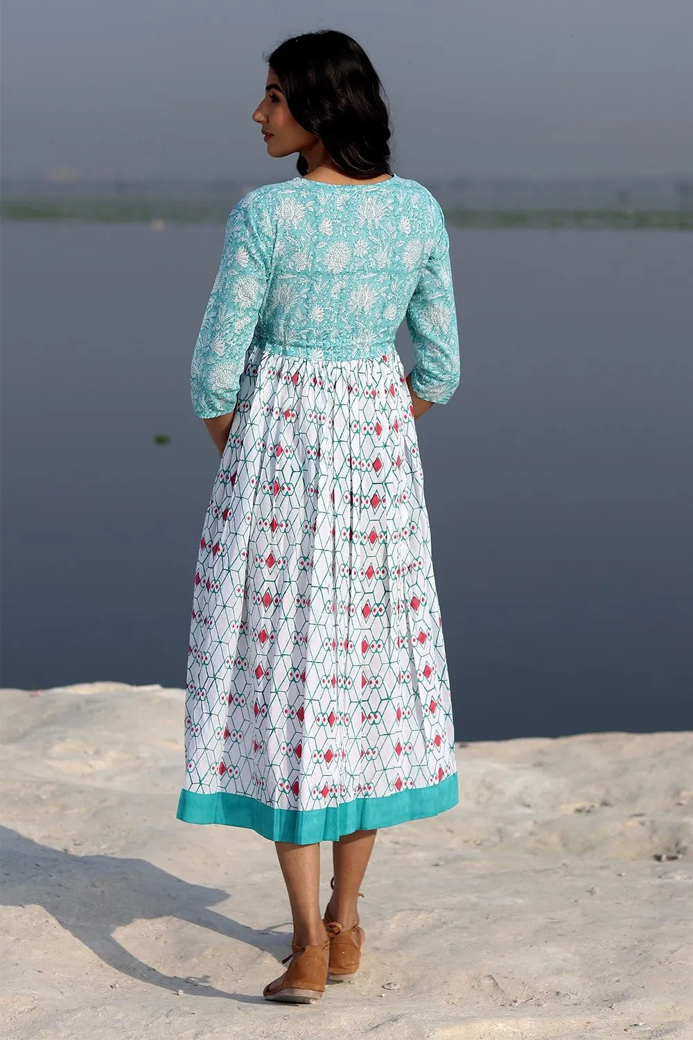 SootiSyahi 'The Geometrical Fusion ' Cotton Dress