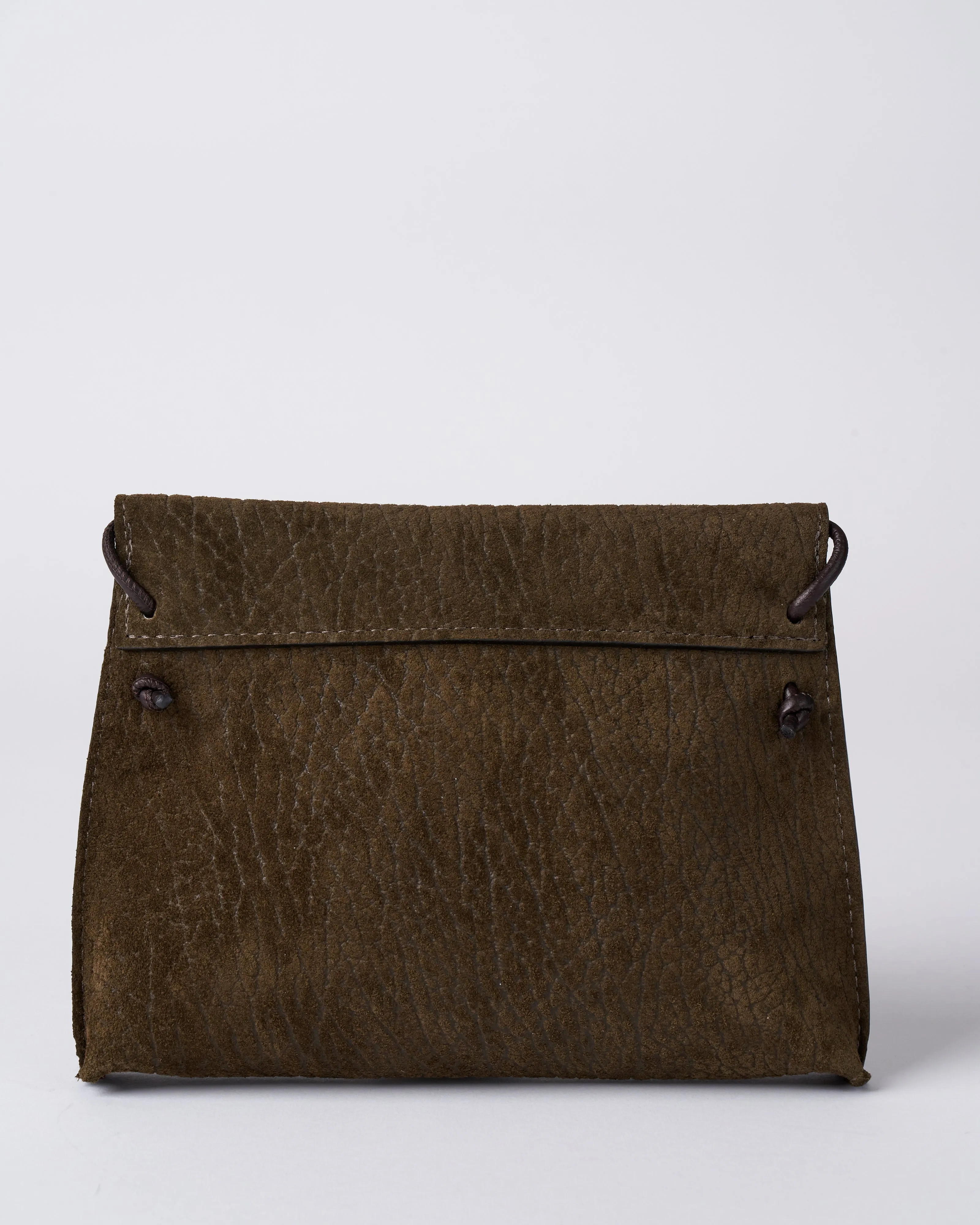 strappy foldover - olive embossed suede