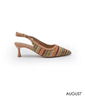 STRAW LOW-HEEL SLINGBACK SHOES
