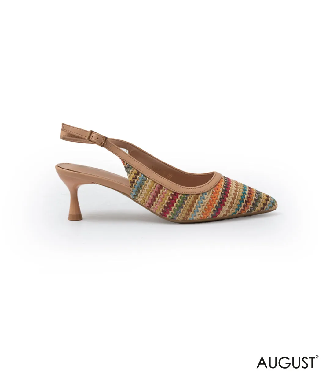 STRAW LOW-HEEL SLINGBACK SHOES