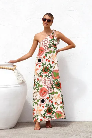 Summer Printed Shoulder Lace Up Vacation Dress