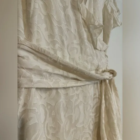Tanya Taylor White Bianka Wrap Midi V Neck Dress Size 6