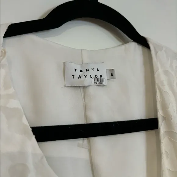 Tanya Taylor White Bianka Wrap Midi V Neck Dress Size 6