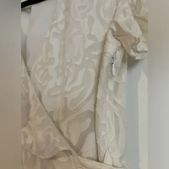 Tanya Taylor White Bianka Wrap Midi V Neck Dress Size 6