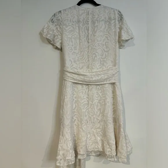 Tanya Taylor White Bianka Wrap Midi V Neck Dress Size 6