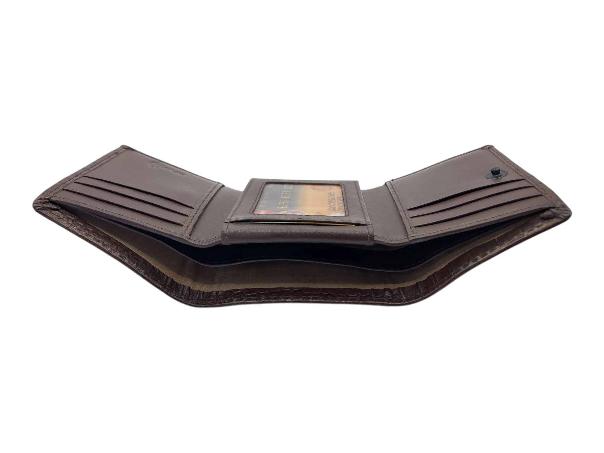Trifold Wallet RFID Slim Wallets 10 Card Double Stitch # 1159 [Button]