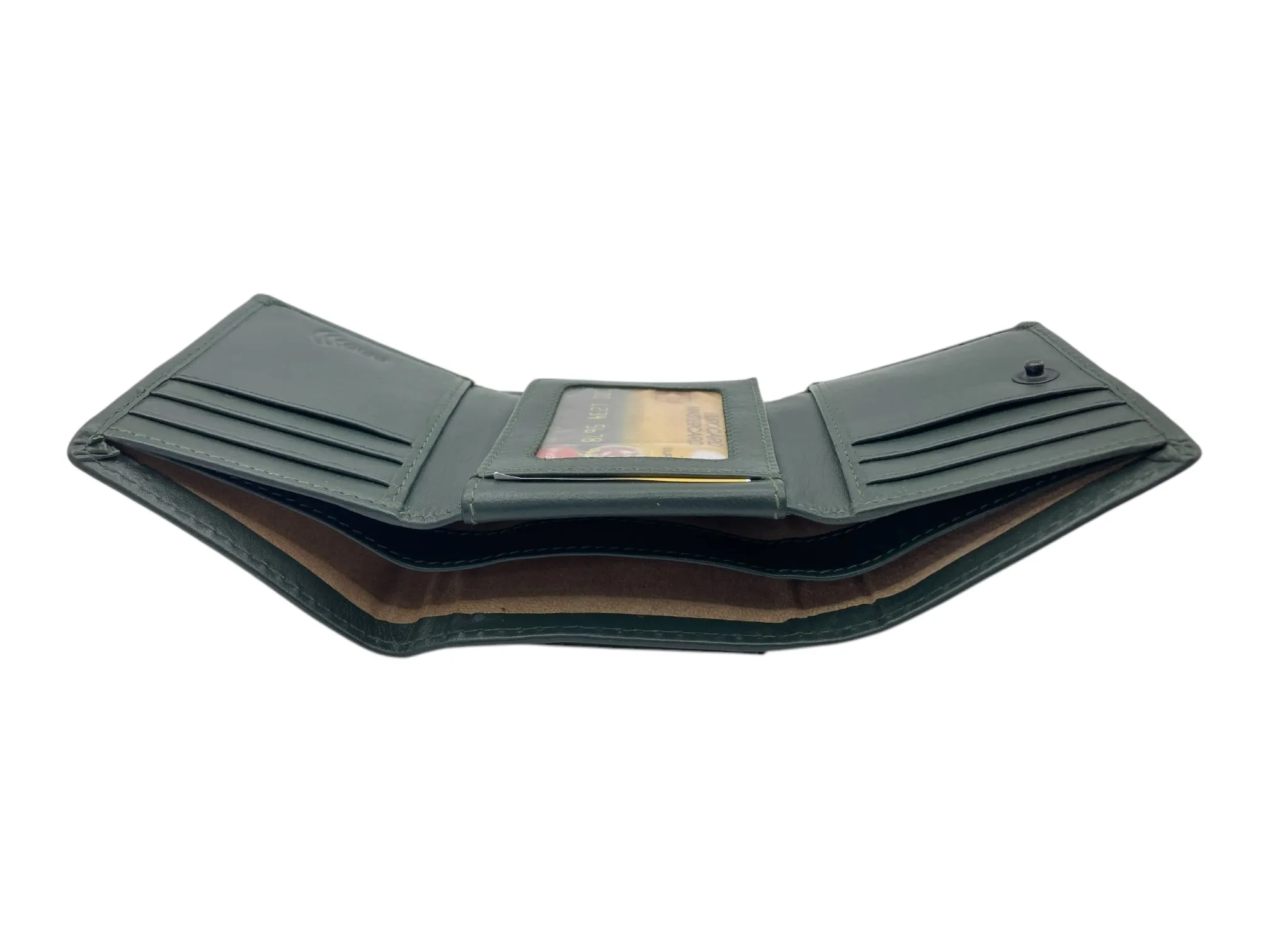 Trifold Wallet RFID Slim Wallets 10 Card Double Stitch # 1159 [Button]