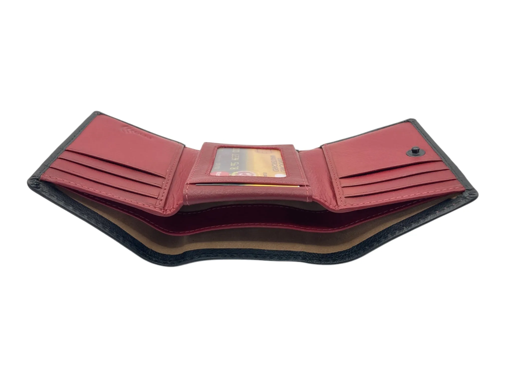 Trifold Wallet RFID Slim Wallets 10 Card Double Stitch # 1159 [Button]