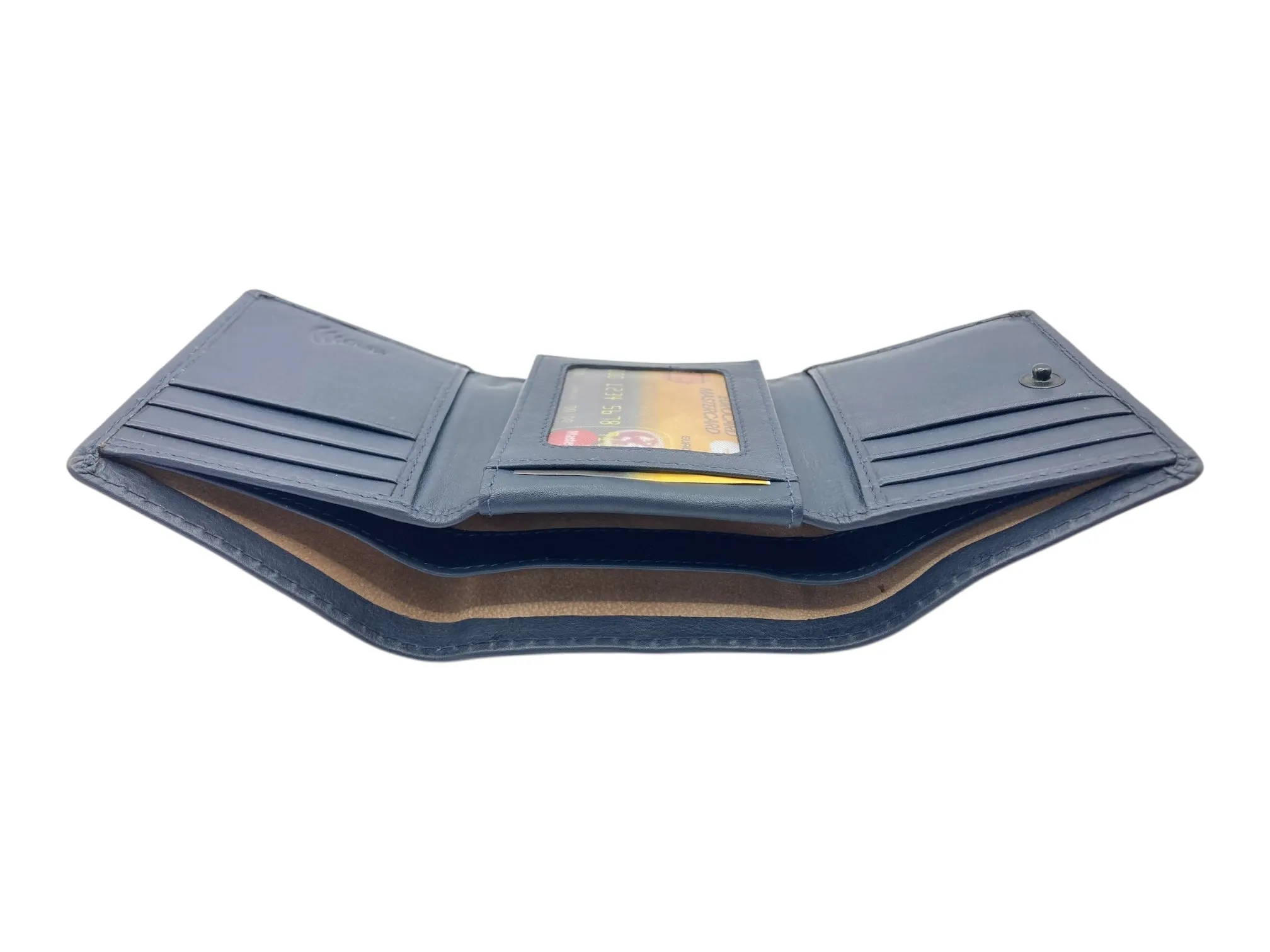 Trifold Wallet RFID Slim Wallets 10 Card Double Stitch # 1159 [Button]