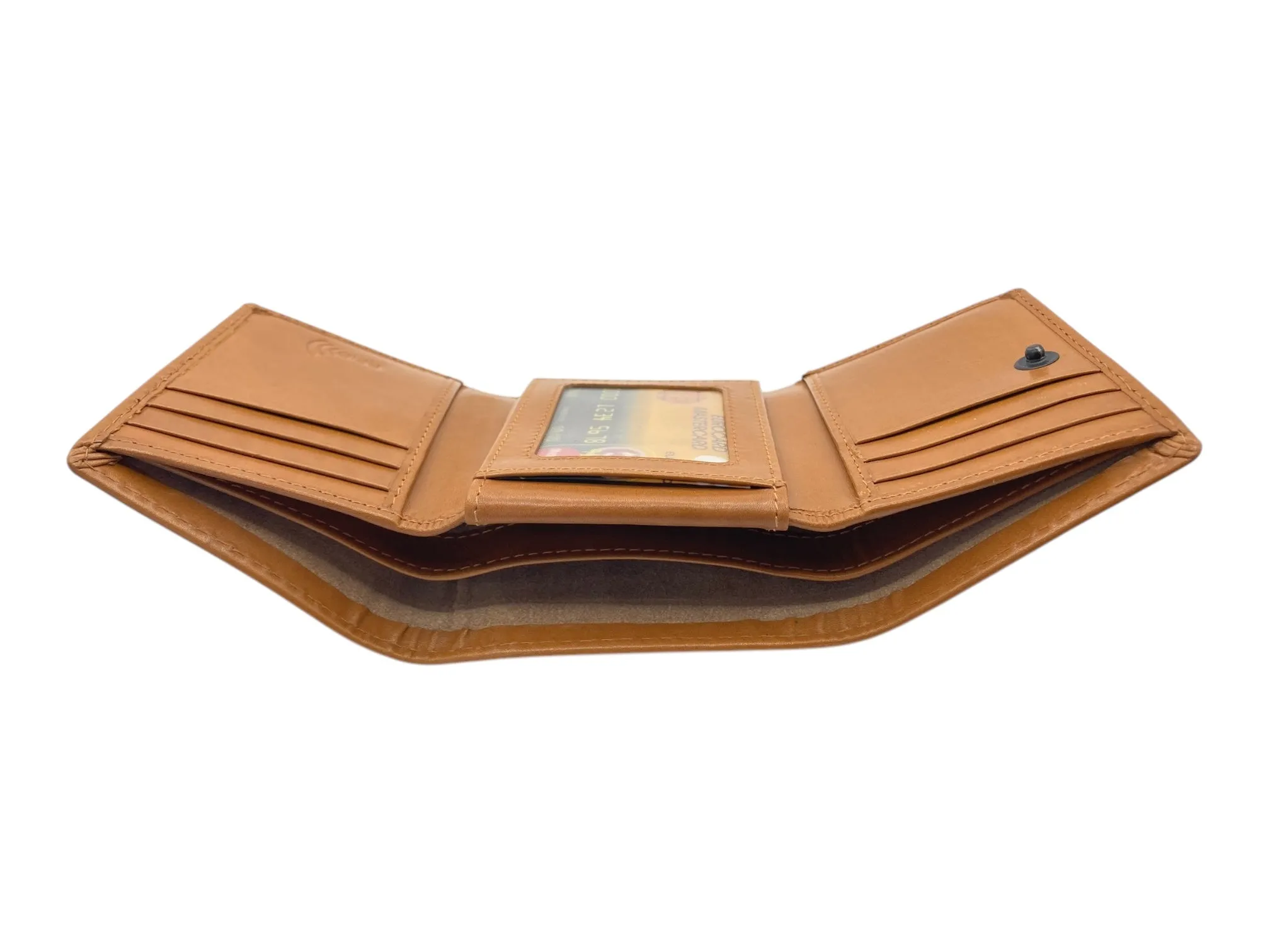 Trifold Wallet RFID Slim Wallets 10 Card Double Stitch # 1159 [Button]