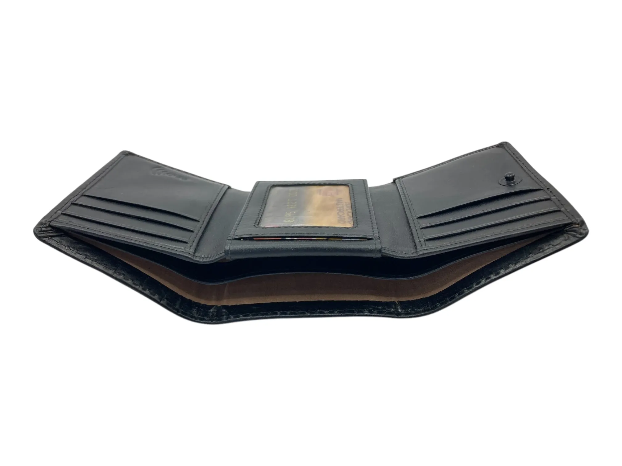 Trifold Wallet RFID Slim Wallets 10 Card Double Stitch # 1159 [Button]