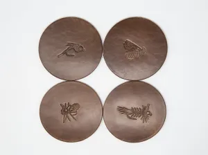 Wholesale Fly-Stamped Leather Coaster Set