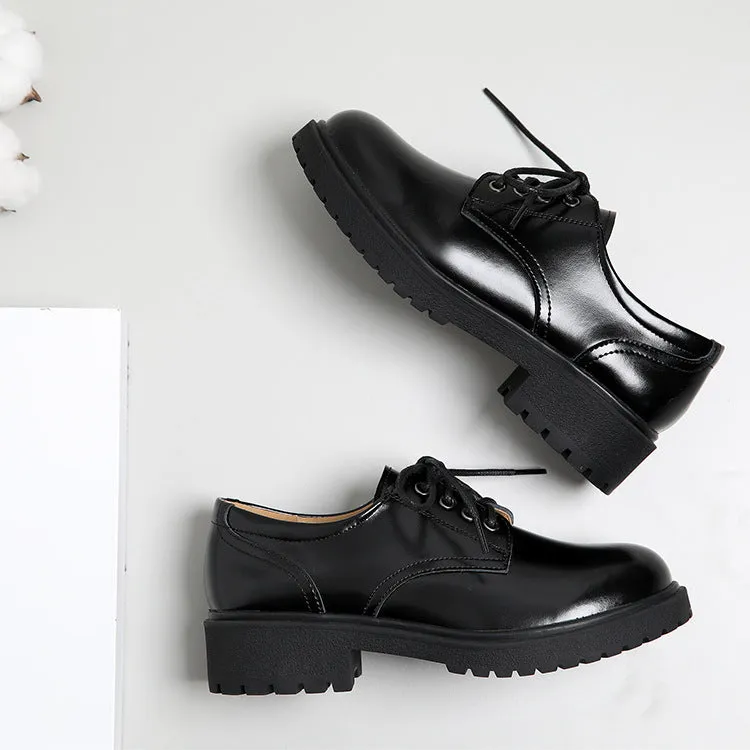 Women Classic Retro Lace-Up Business Casual Leather Shoes